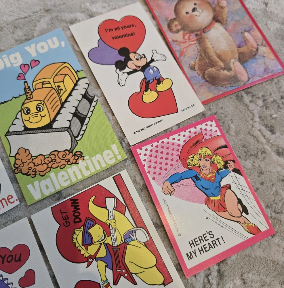 11 Vintage 1980s-1990s Assorted Valentine's Day Cards